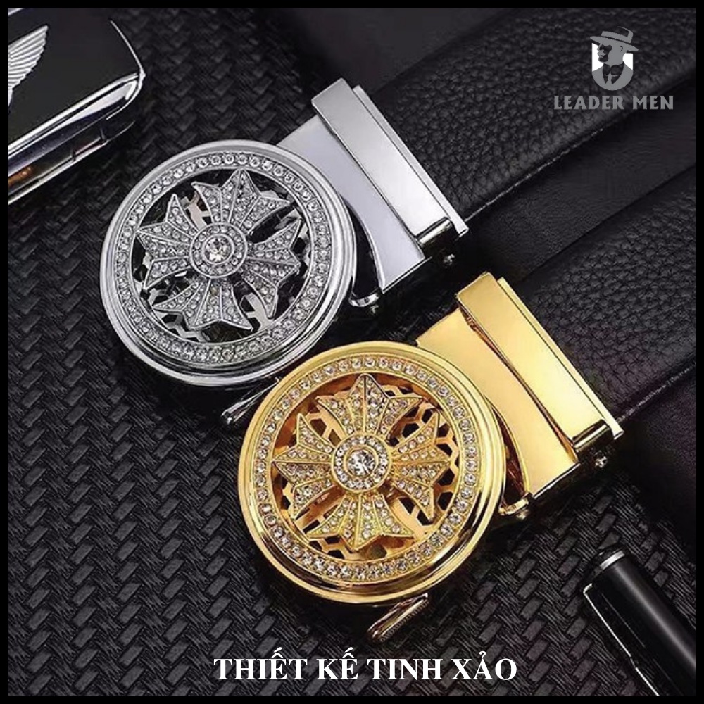 Thắt Lưng Nam Chất Liệu Da Pu Cao Cấp TLK1 Khóa Tự Động - Dây Nịt Da Nam Thời Trang Khóa Mặt Hoa Xoay - LeaderMen