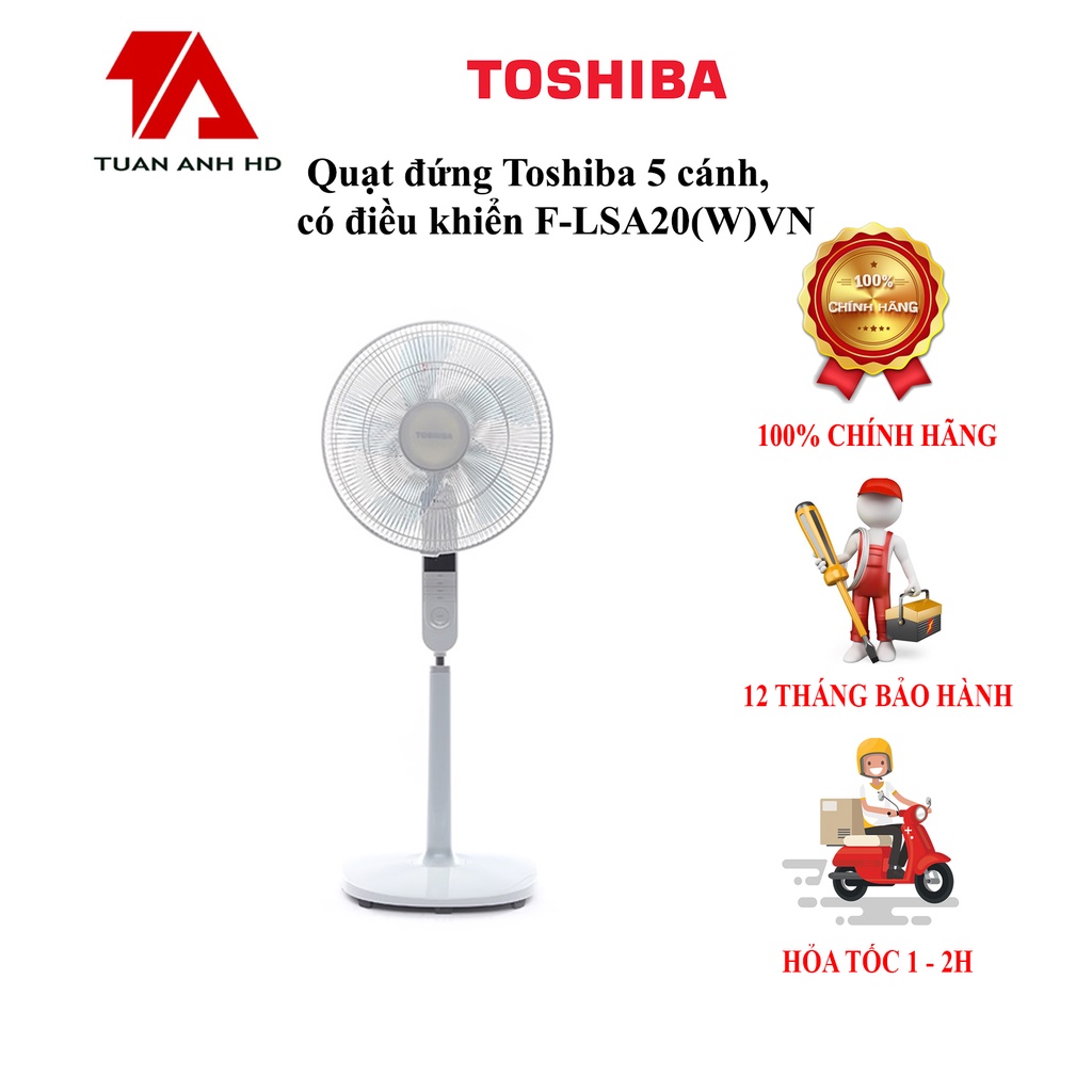 Quạt đứng Toshiba 5 cánh, có điều khiển F-LSA20(W/H)VN - Chính hãng, hàng mới, bảo hành 12 tháng