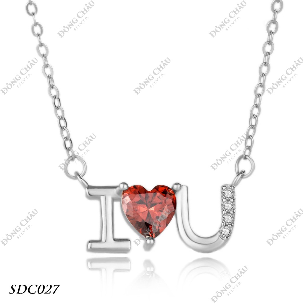 Dây chuyền chữ cong liền mặt có chữ I love you bạc Ý cao cấp - SDC027