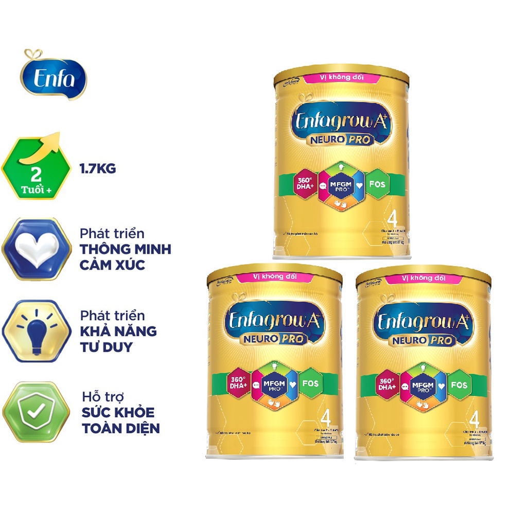 Combo 3 Hộp Sữa Enfagrow A+ 4 1.7kg (date t2/2025)