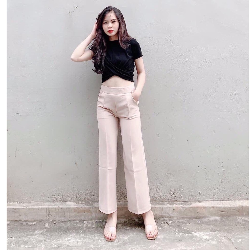 Dây Kéo Sườn, Quần Ống Rộng Nữ Lưng Cao, Có Siêu Bigsize 88KG, Vải Tuyết Mưa Dày đẹp