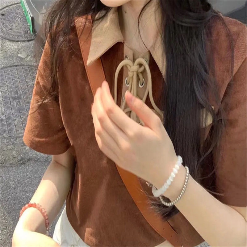 Áo Thun polo Tay Ngắn Phong Cách Harajuku Retro Dành Cho Nữ