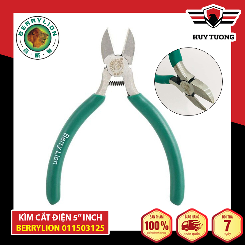 Kìm cắt dây điện, kẽm đa năng 5'' inch 125mm Berrylion 011503125 cao cấp - Huy Tưởng
