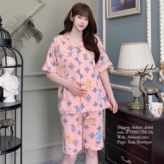  Bộ bầu mặc nhà - bộ sau sinh chất lụa hàn pizama dập viền sang trọng 40-70kg 