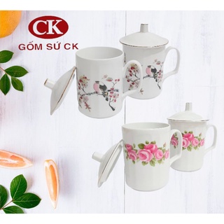 Ly sứ có nắp gốm sứ CK Việt Nam 350ml- có nắp lẻ