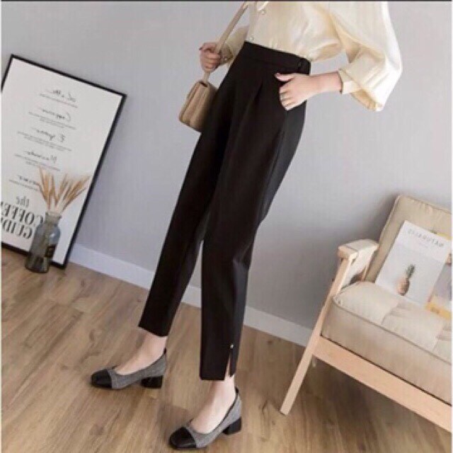 SALE TẾT : Quần tây công sở khoá sườn xẻ gấu cách điệu | BigBuy360 - bigbuy360.vn