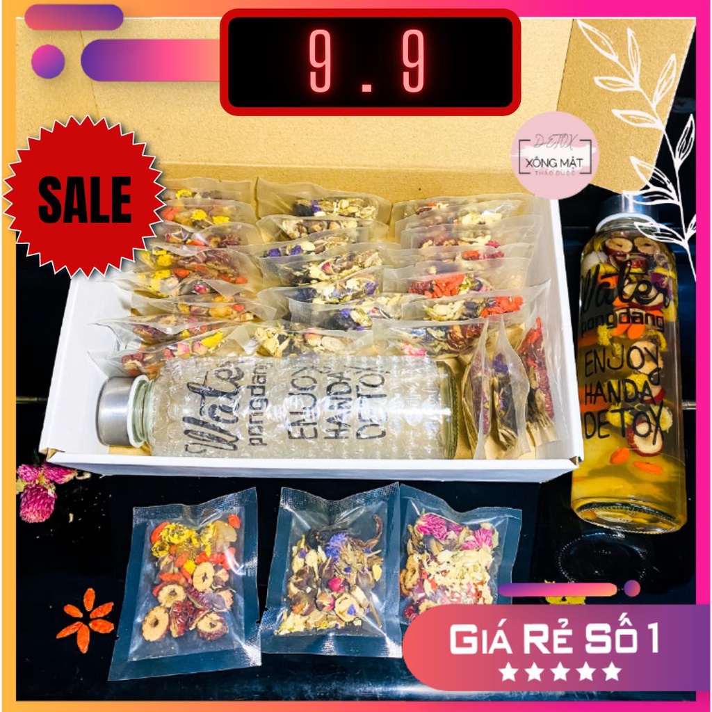SET 30 gói TRÀ DƯỠNG NHAN + tặng bình thủy tinh 500ml đẹp da, dễ ngủ