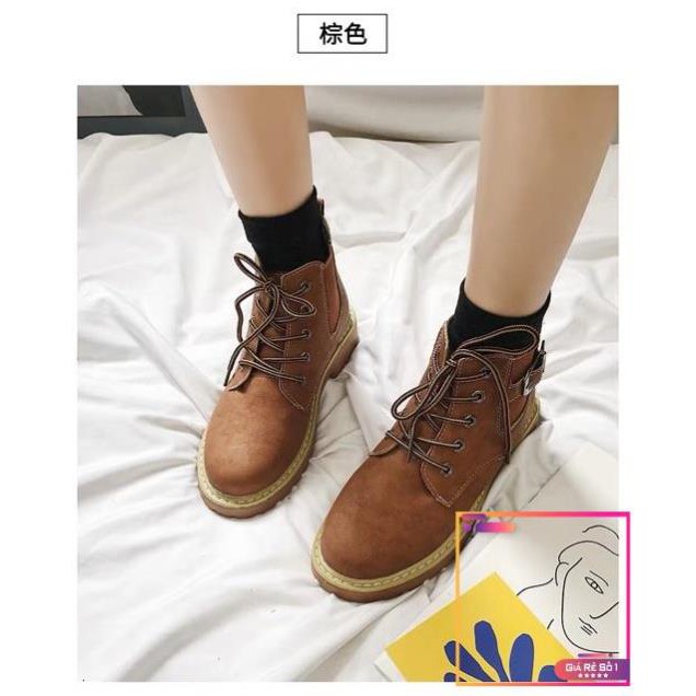 Giày da cao cổ nữ retro vintage buộc dây ( tặng quà) (sẵn rêu 37) -v01 | BigBuy360 - bigbuy360.vn
