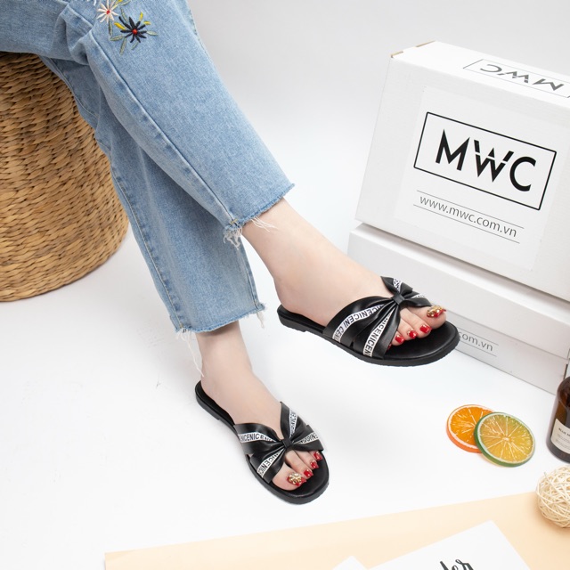 DÉP NỮ THỜI TRANG MWC - DÉP NỮ ĐẾ BỆT - DÉP LÊ NỮ PHỐI CHỮ- DÉP NỮ QUAI NGANG  THẮT NƠ CÁCH ĐIỆU SIÊU XINH NUDE -  3297