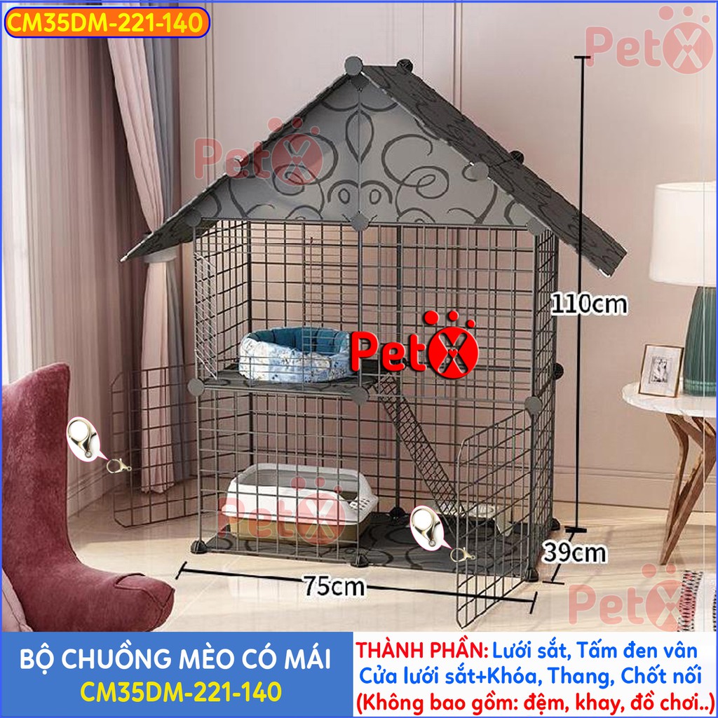 Chuồng mèo 2 tầng, 3 tầng giá rẻ đẹp PetX lắp ghép đa năng đơn giản với lưới sắt sơn tĩnh điện dành cho thỏ, sóc, bọ ú