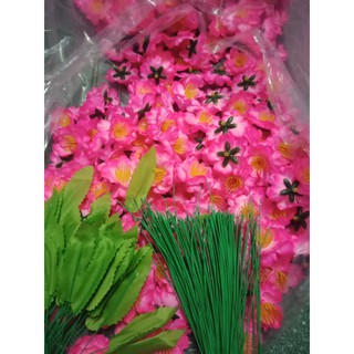 Hoa Đào hồng đậm kèm lá kẽm nụ 1kg