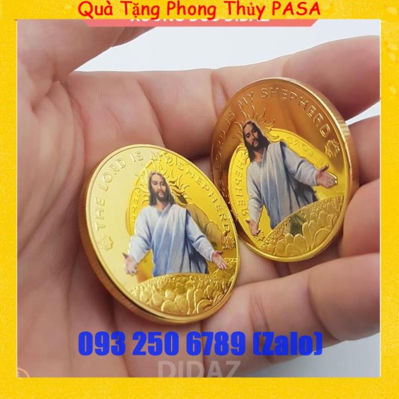 Đồng xu Chúa Jesus kỉ niệm, trưng bày, để ví, tặng người thân, cầu bình an