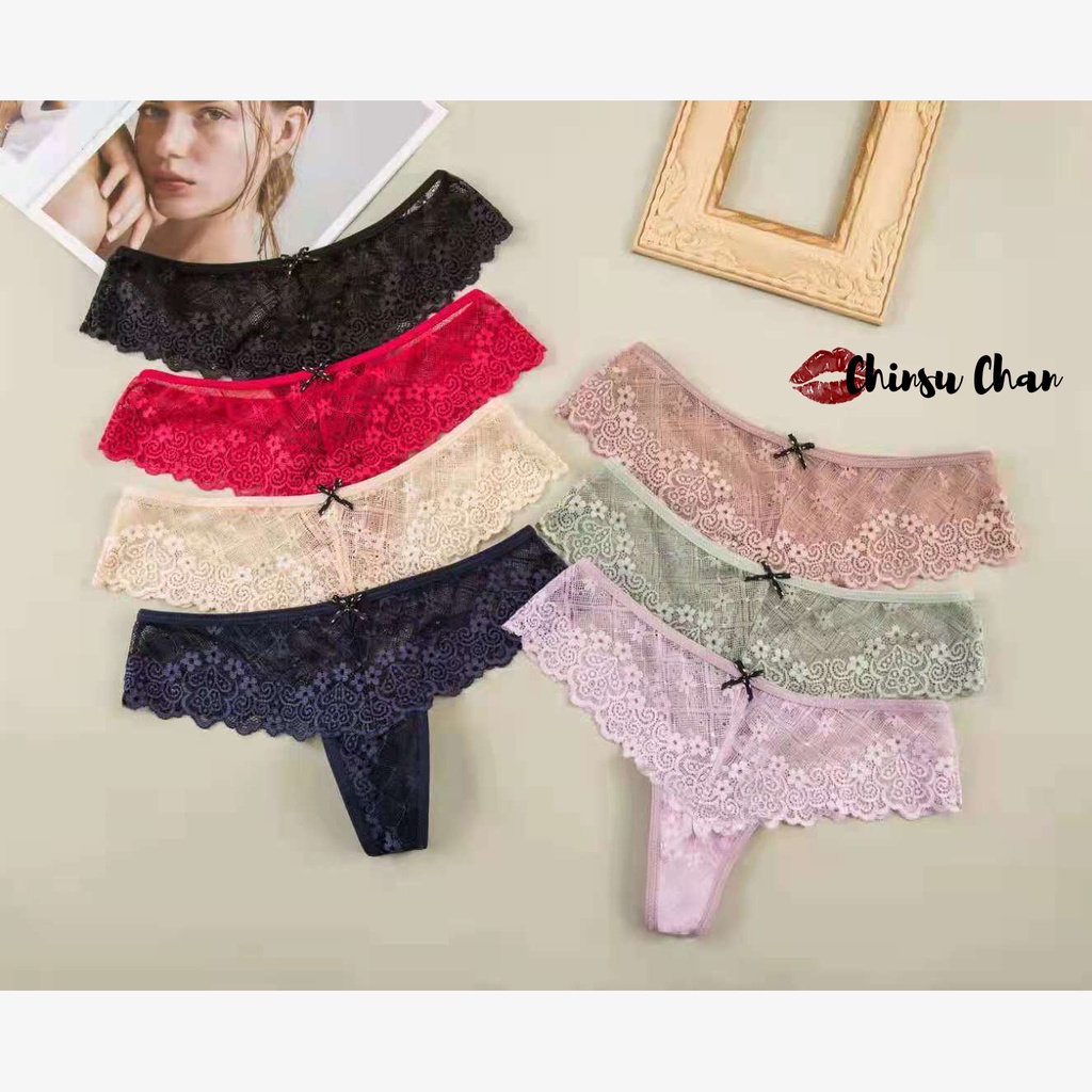 Quần lót nữ quần lọt khe ren hoa mềm mại đính nơ sexy gợi cảm quyến rũ
