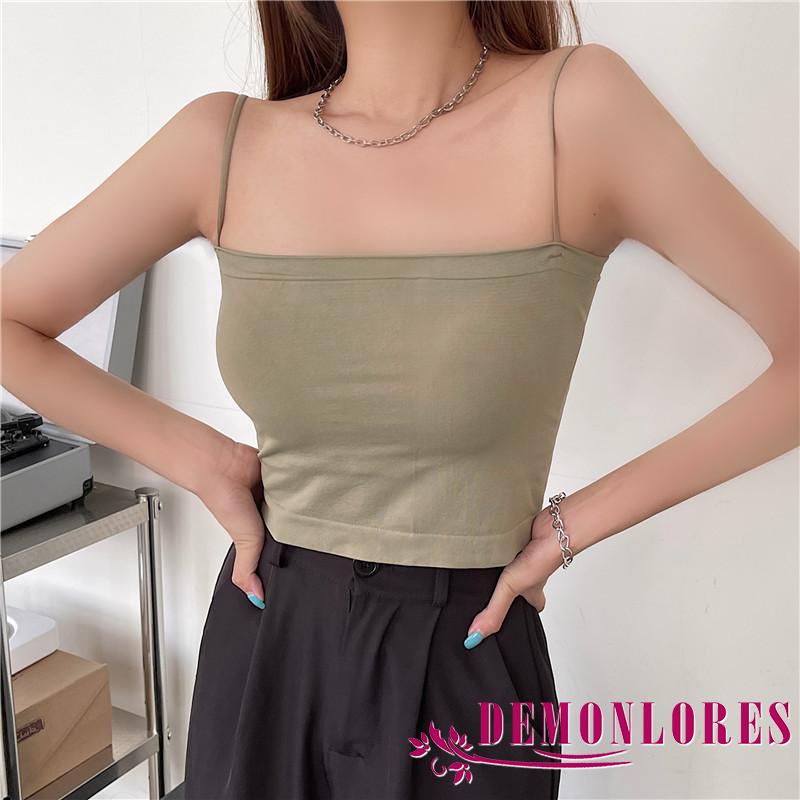 Áo Hai Dây Có Mút Đệm Ngực Màu Sắc Trơn Quyến Rũ Cho Nữ