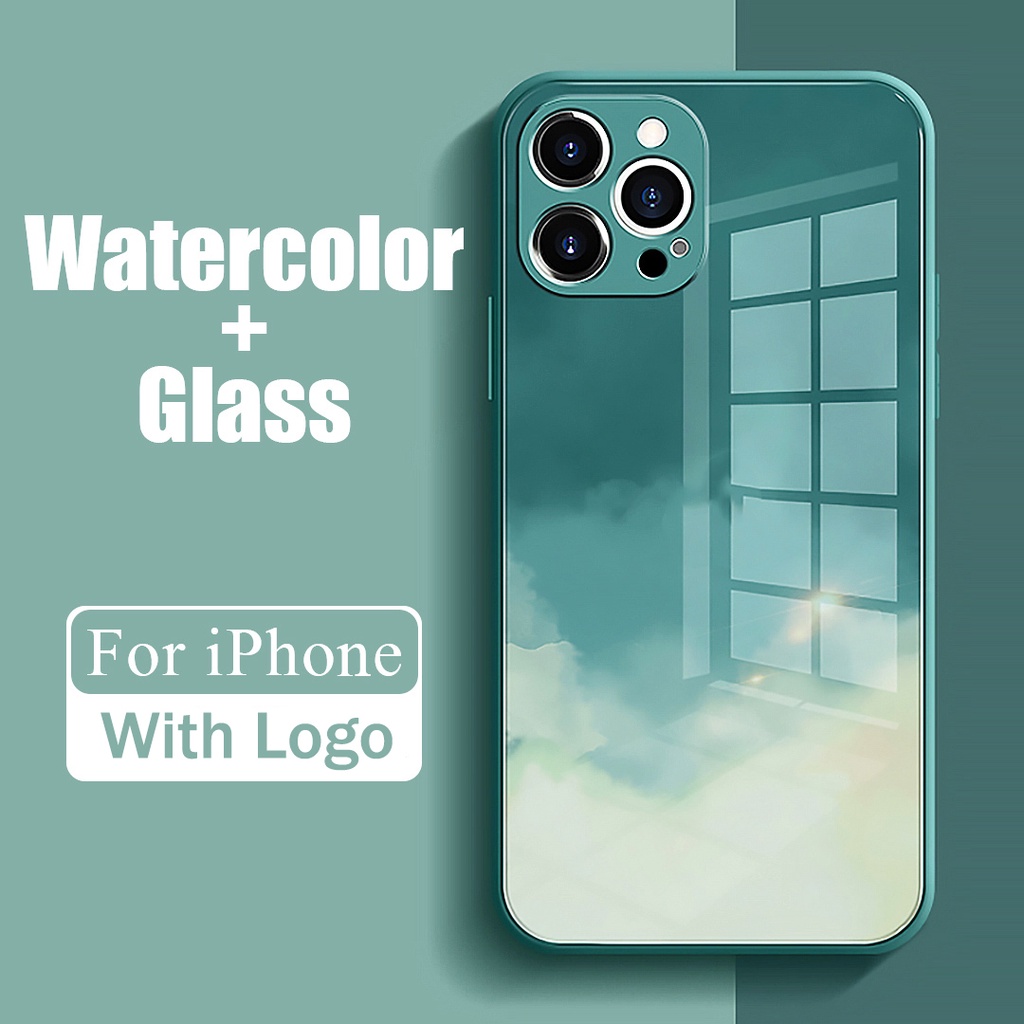 Ốp Điện Thoại Kính Cường Lực Viền Silicon Cho iPhone 14 13 12 11 Pro Max X XS XR 8 7 Plus + SE 2020 Sự Bảo Vệ