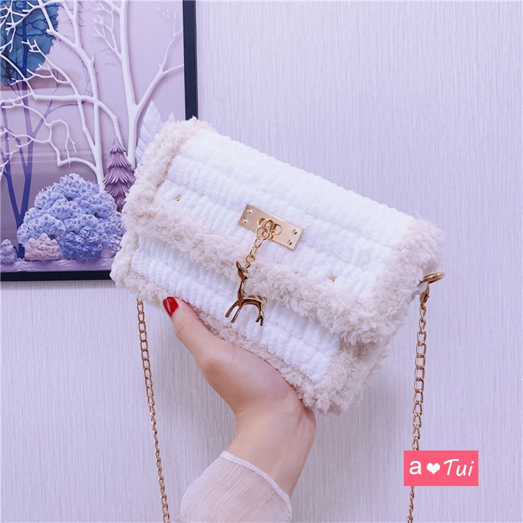 Túi Handmade Tự Đan Đầy Đủ Phụ Kiện Gồm Len Mịn, Cancas cắt sẵn blt616