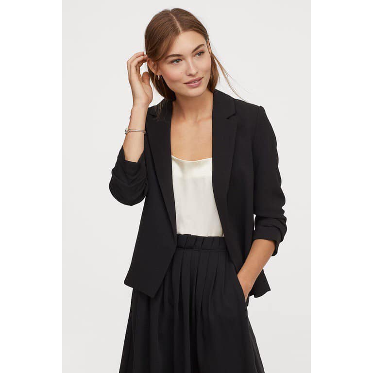 Áo blazer H-M dư xịn - sẵn 02 màu Đen + Trắng không khuy