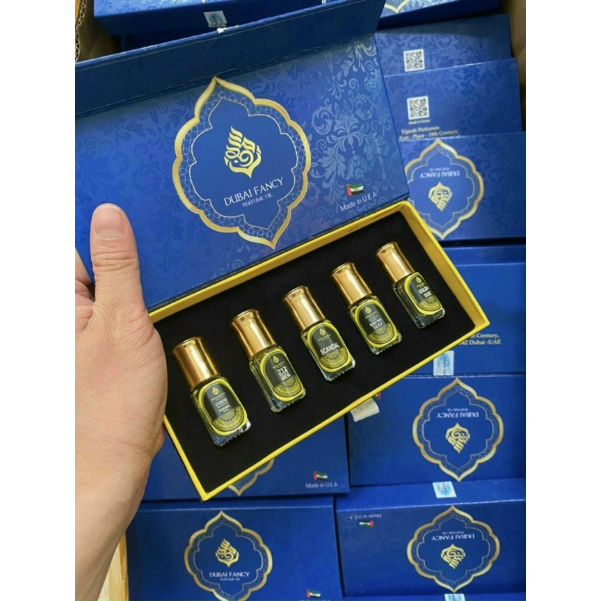 Set Tinh Dầu Nước Hoa DUBAI 5 Mùi Dạng Lăn Thơm Lâu