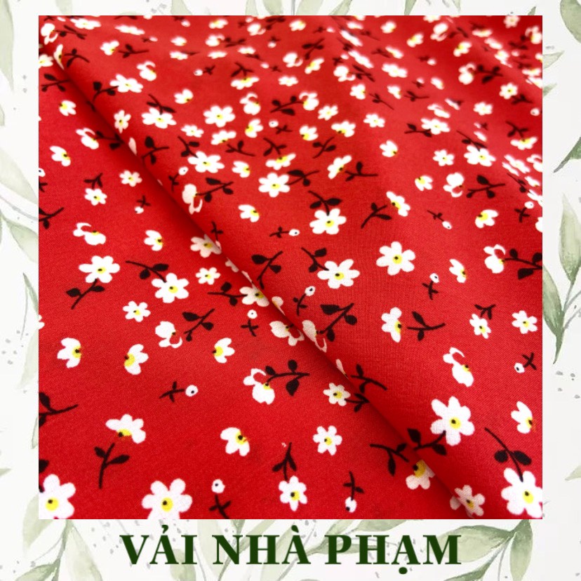 LỤA NHẬT HOA NHÍ NỀN ĐỎ TƯƠI - KHỔ VẢI 1.5M - VẢI NHÀ PHẠM