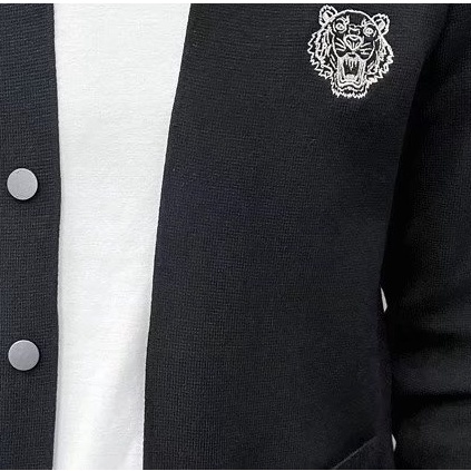 Áo khoác cardigan dệt  nam kim thêu hình đầu hổ màu sắc đơn giản dễ phối đồ thiết kế thời trang cho fashion  áo sweater ao sơ mi
