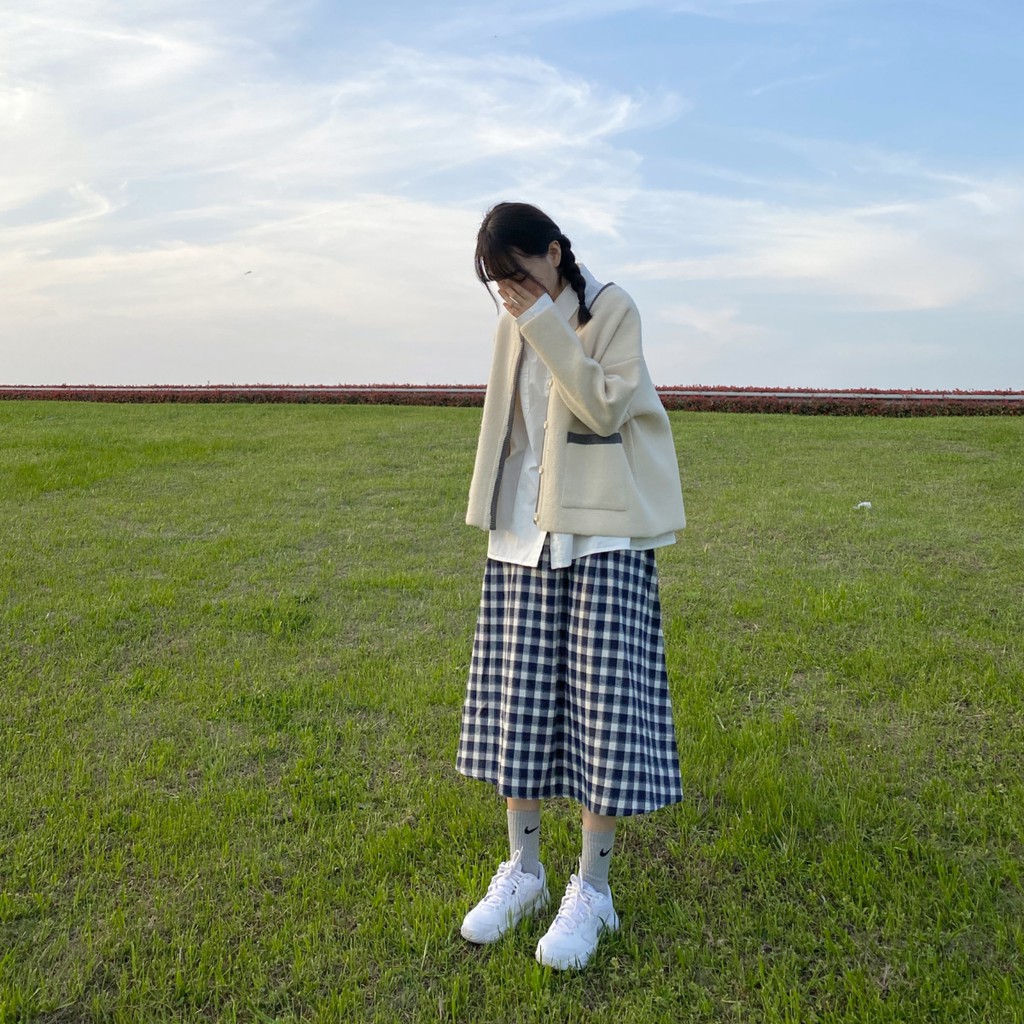 Chân váy dài kẻ caro, chân váy xòe phong cách nữ sinh Nhật Bản (Sẵn) | BigBuy360 - bigbuy360.vn