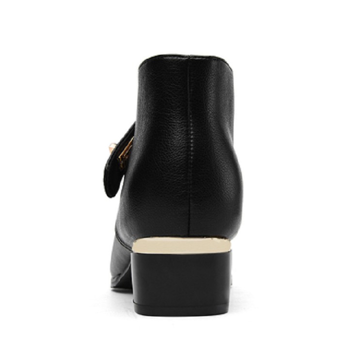 Giày boots nữ cổ thấp 4p hai màu đen kem hàng hiệu rosata ro308