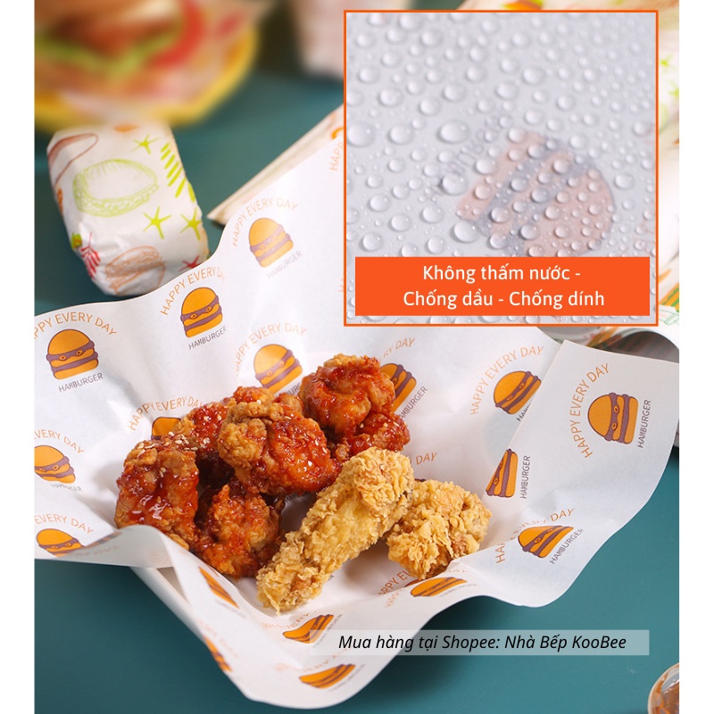 Giấy gói bánh mì, burger, sandwich, thực phẩm giữ nhiệt KAULUS - Giấy nến cho nồi chiên không dầu vuông