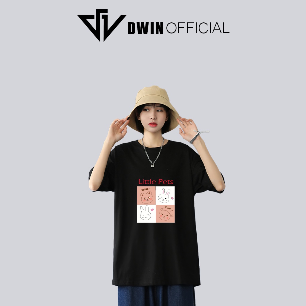 Áo thun unisex hình thỏ thời trang Dwin basic tee phông trơn nam nữ tay lỡ oversize form rộng