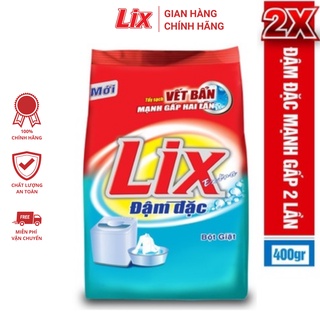 Bột giặt Lix Extra đậm đặc 400gr ED001 gấp đôi sức mạnh làm sạch mọi vết bẩn cứng đầu khử mùi ẩm mốc cho giặt tay và máy