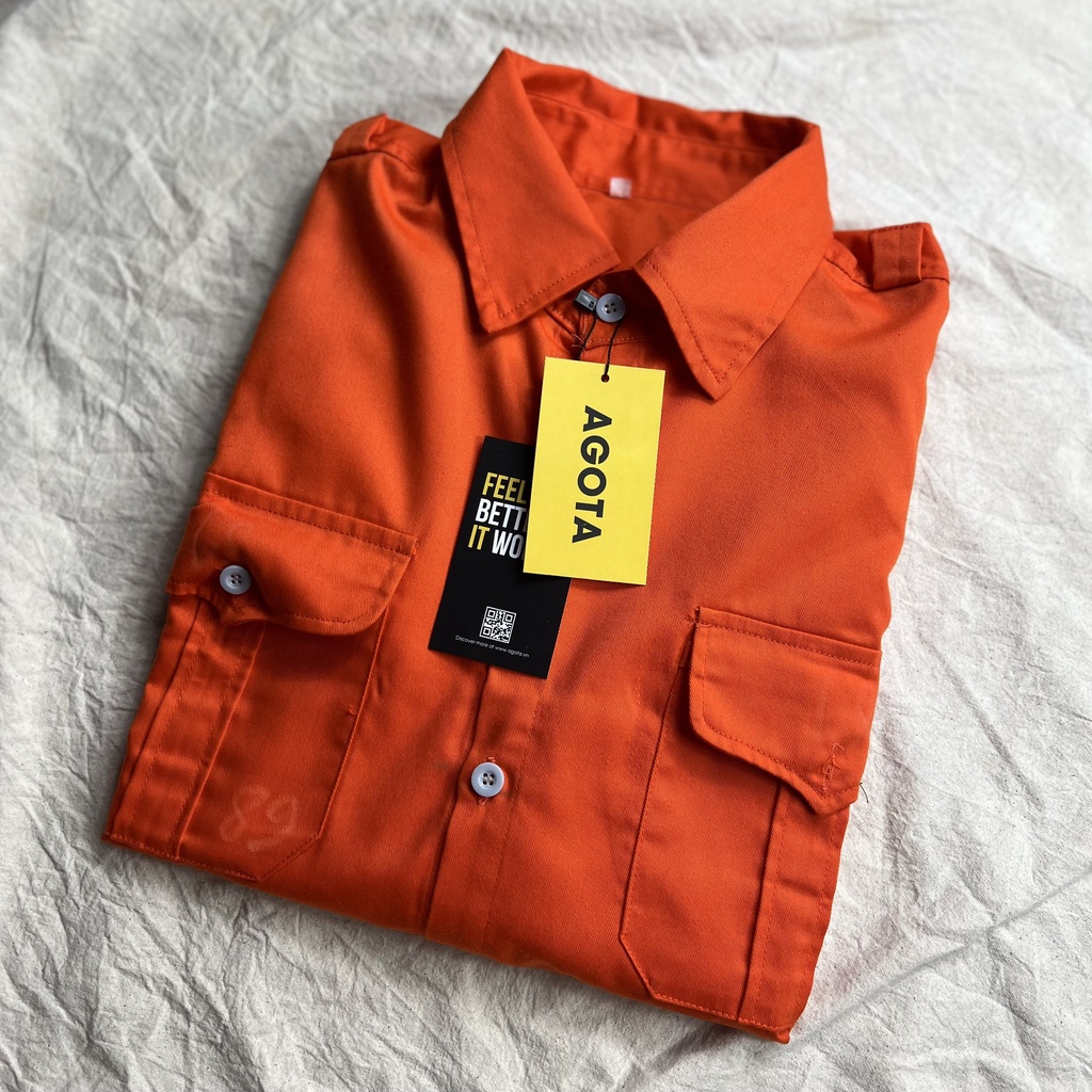 Quần áo bảo hộ lao động thương hiệu AGOTA KA21 vải kaki 2/1 màu cam, đồng phục cho công nhân kỹ sư ngành nghề