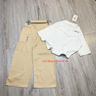 Set áo vest quần kaki ❤️ [Mã HELLOZIZI giảm 10%] ❤️ Set bộ áo vest lửng trắng quần kaki [FREESHIP+ẢNH, VIDEO THẬT]