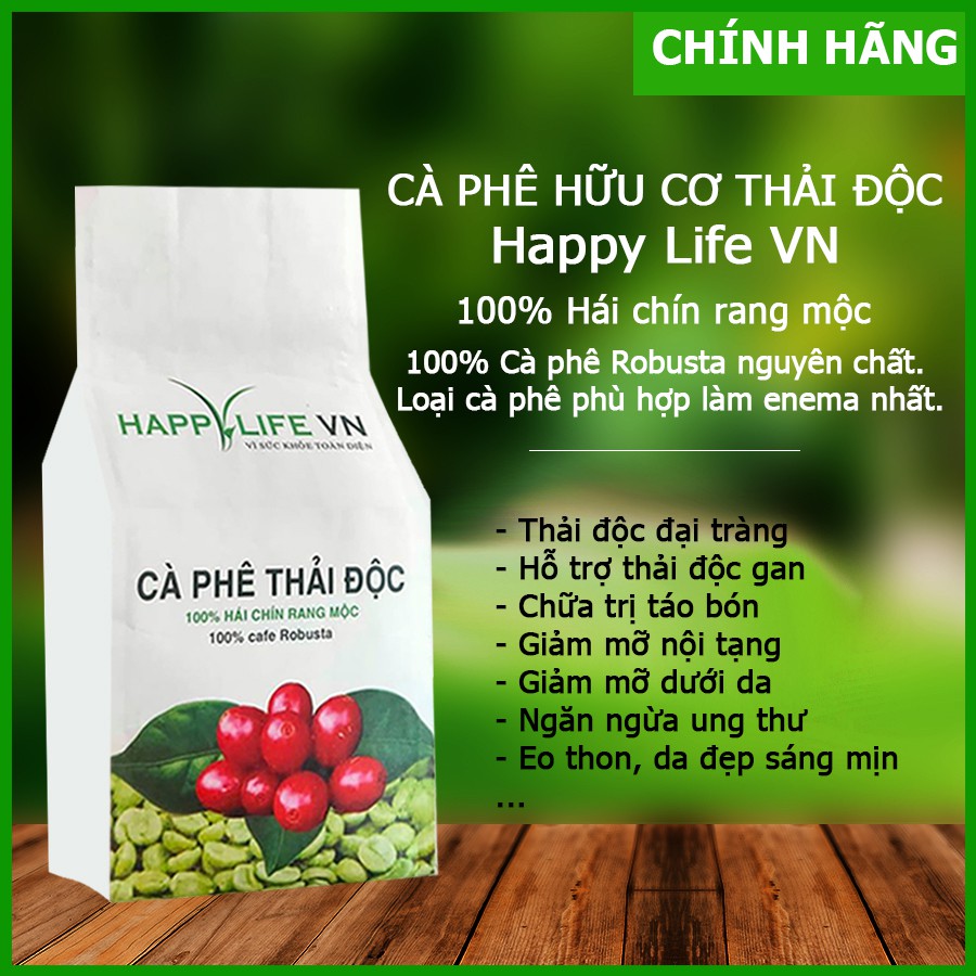 [CHÍNH HÃNG] Cà phê hữu cơ Happy Life VN - Cà phê thải độc đại tràng ( Tặng muỗng định lượng, túi lọc)