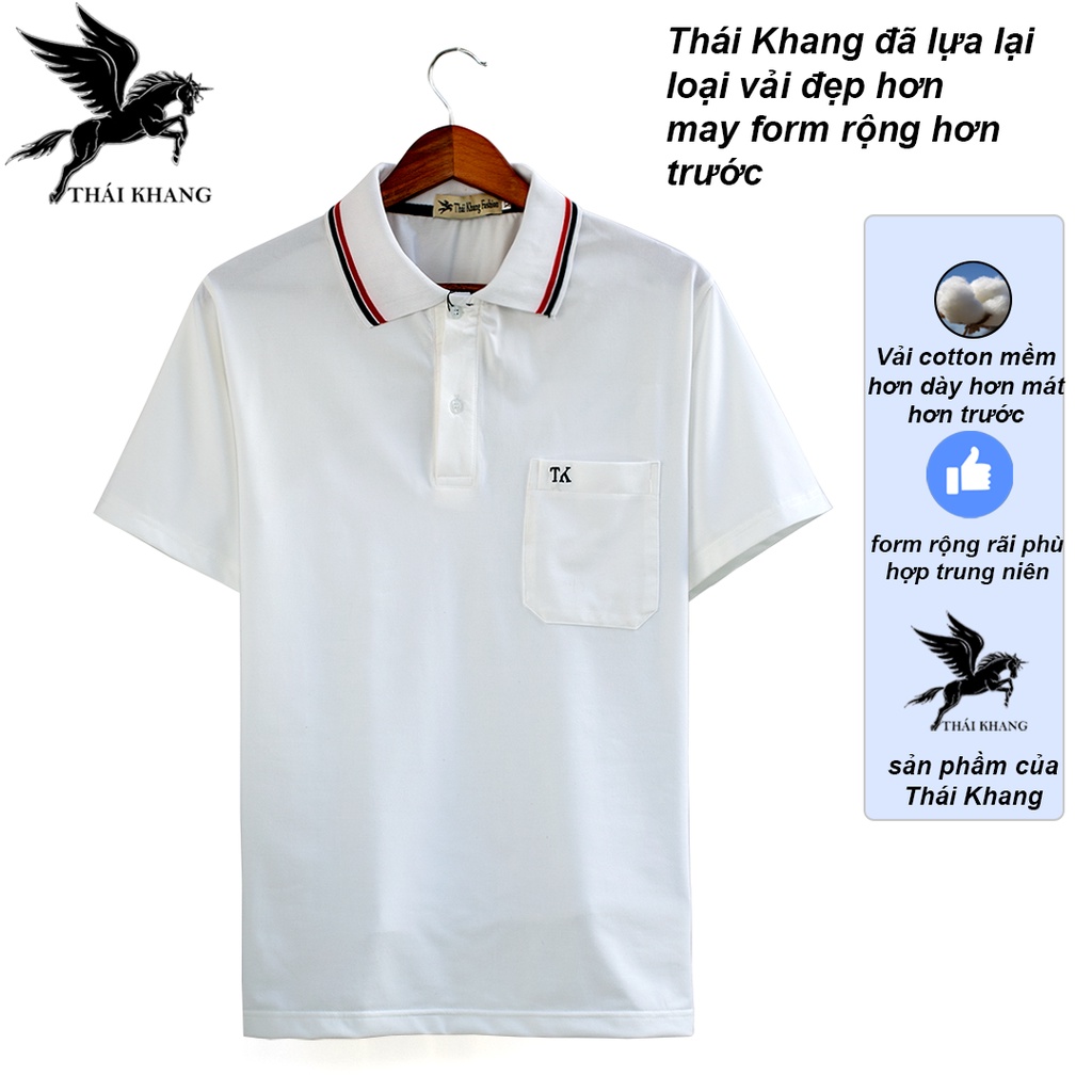 Áo thun nam có cổ  vải xịn cotton mềm mịn mát loại áp polo nam tay lỡ có túi form rộng trung niên TOG2