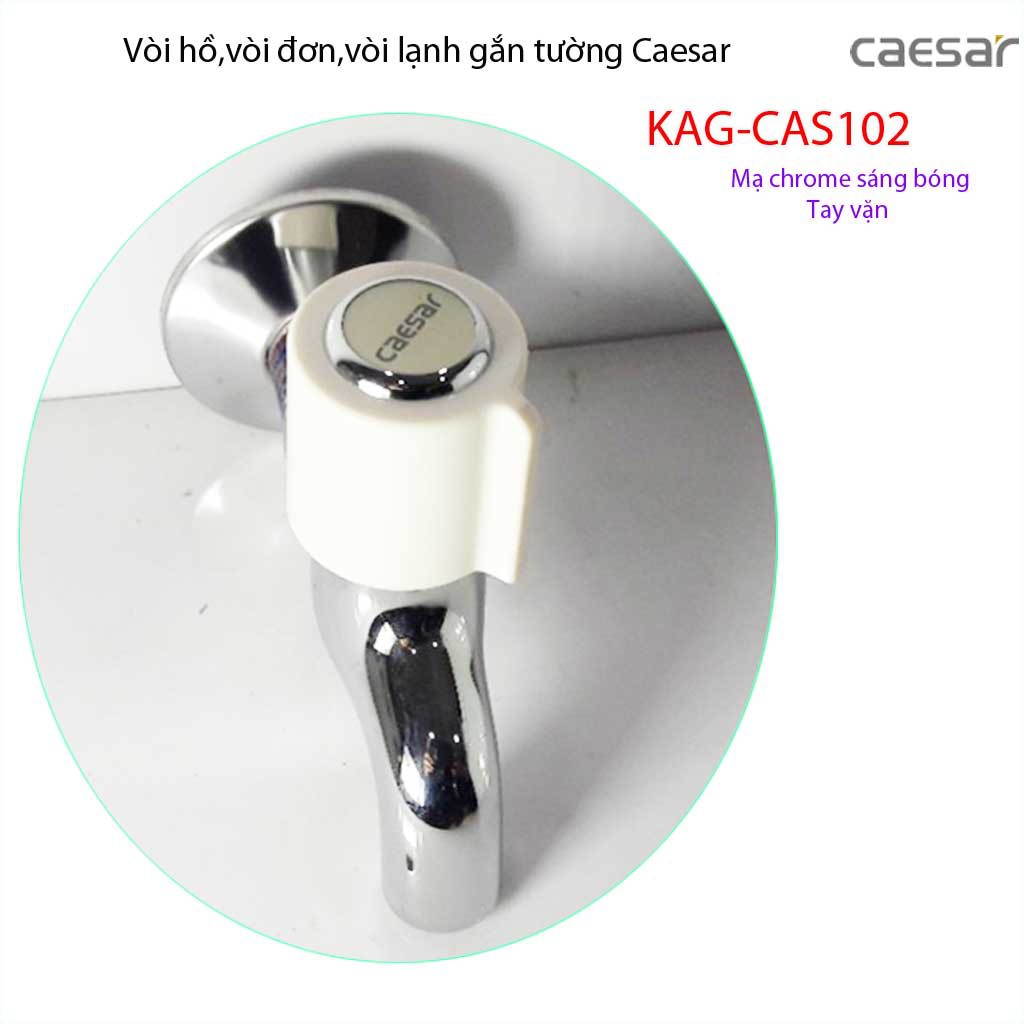 Vòi lạnh gắn tường Caesar KAG-CAS102, vòi xả nước tay vặn nước mạnh sử dụng tốt siêu bền