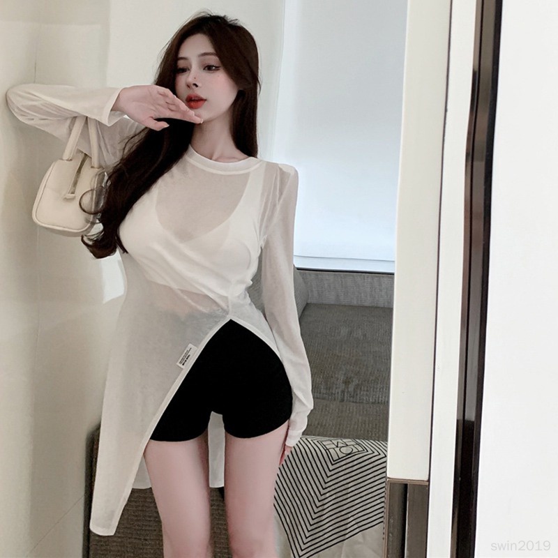 Áo Sơ Mi Tay Dài Màu Sắc Đơn Giản Phong Cách Hàn Quốc Thời Trang Cho Nữ