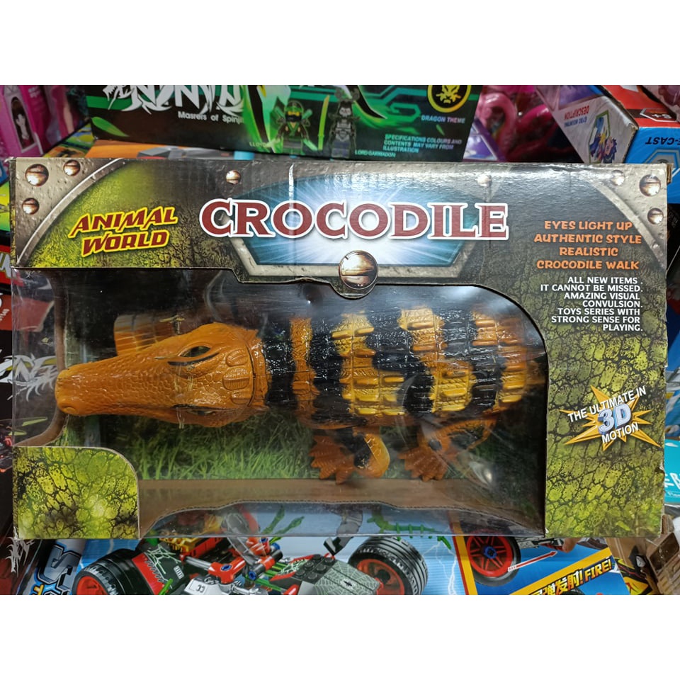 1048 Crocodile 3D Đồ Chơi Con Cá Sấu Đi Được, Có Đèn Và Âm Thanh Kèm Pin, Chọn Màu Ngẫu Nhiên