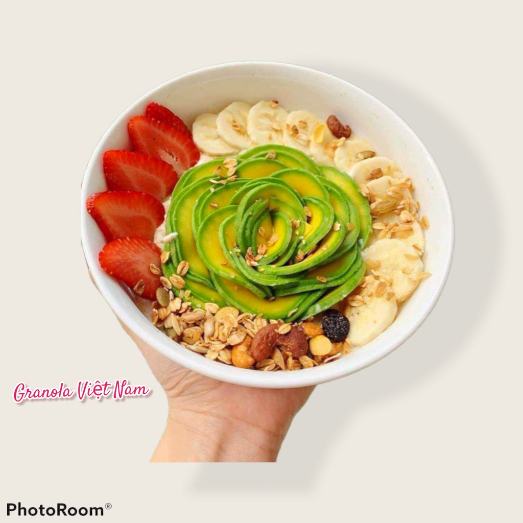 Granola siêu Hạt 500gr, Ngũ cốc giảm cân thêm Macca, Óc chó đỏ, Dâu tây