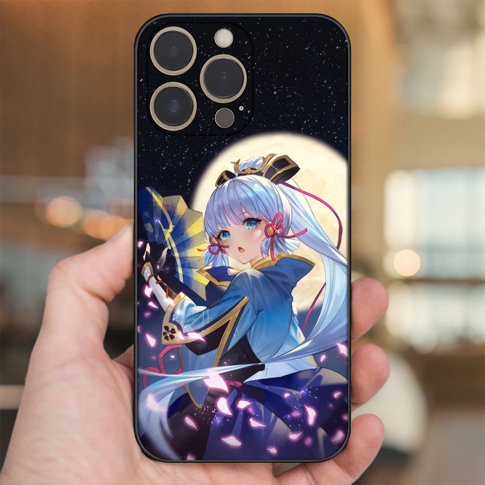 Ốp lưng iPhone 14 Pro dẻo đen cạnh vuông in hình Ayaka Genshin Impact