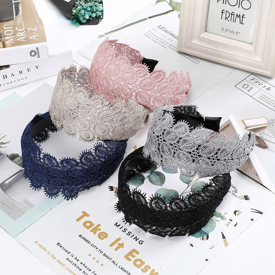 Băng đô cài tóc bản rộng phối lưới phong cách Hàn Quốc thời trang dành cho nữ