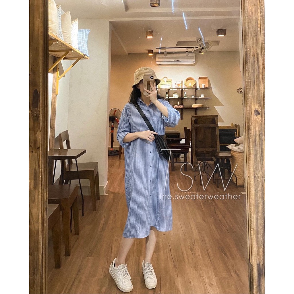 Váy Sơ Mi Nữ Dài Tay Kẻ Caro - BaoBao.Clothing [FREESHIP] -  Đầm khuy cài dáng dài qua gối thiết kế đơn giản | BigBuy360 - bigbuy360.vn