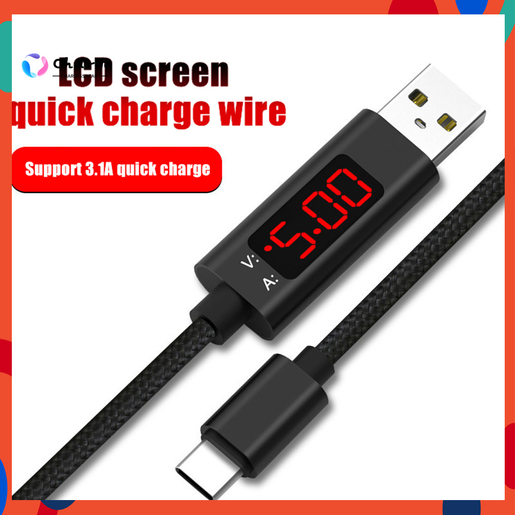 Dây Cáp Sạc Có Màn Hình Lcd 2.1a Cho Iphone Android Type-C