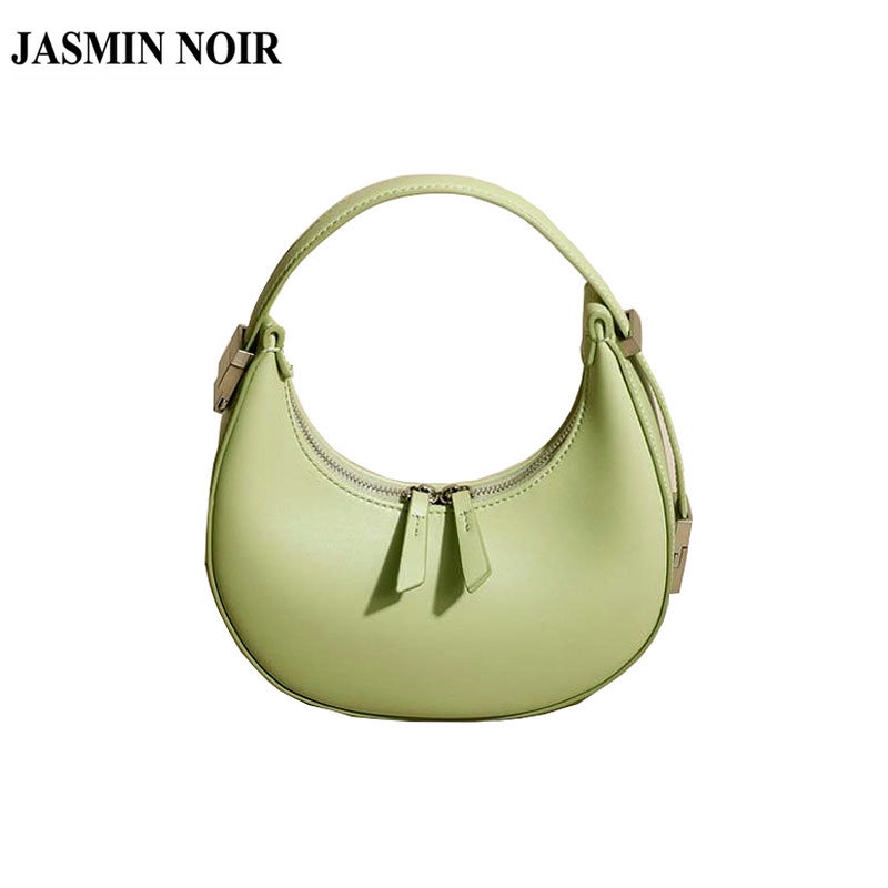 Túi xách đeo vai JASMIN NOIR bằng da PU hình bán nguyệt đơn giản cho nữ