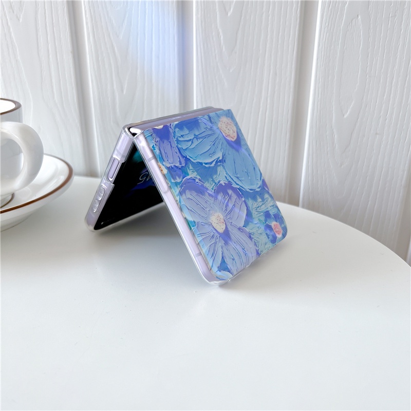 Ốp Điện Thoại Cứng Họa Tiết Tranh Sơn Dầu Blu-Ray Cho Samsung Galaxy Z Flip 3 4 5G Zflip3 Flip4