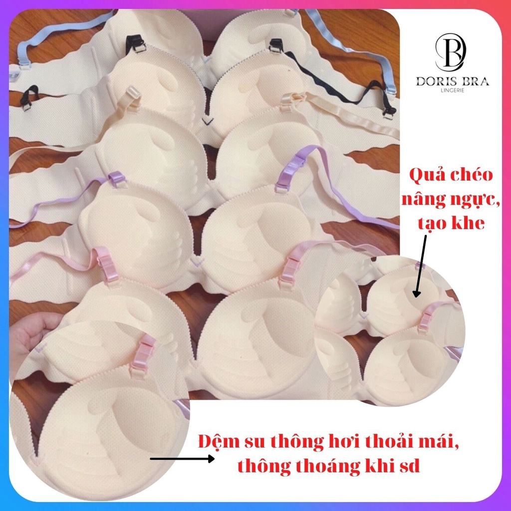 Áo lót nữ,áo ngực DORIS su kẻ đệm dày nâng ngực bàn tay, nâng ngực chống xệ AL295