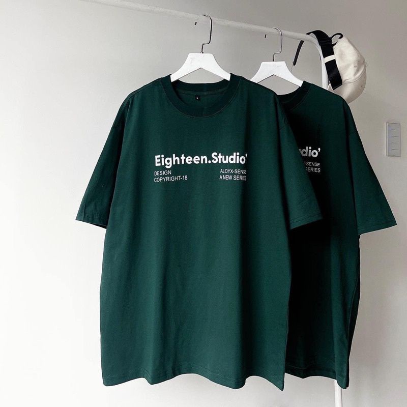 Áo Thun Xanh Lá EIGHTEEN Nam Nữ Ulzzang Unisex, Áo phông xanh lá unisex from rộng VaTi