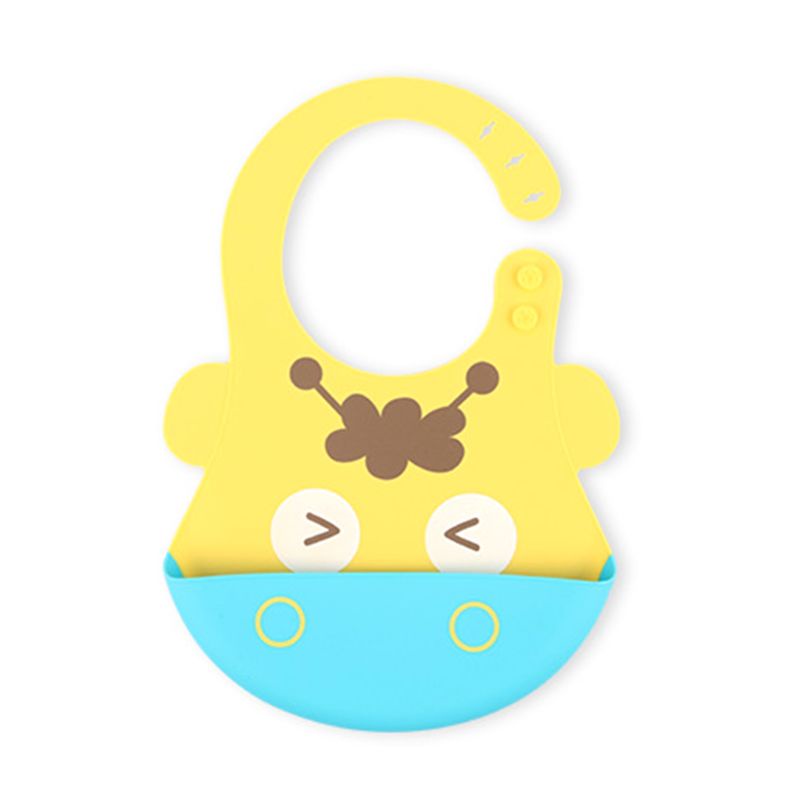 Yếm Ăn Bằng Silicon Chống Thấm Nước Họa Tiết Hoạt Hình Dễ Thương Cho Bé