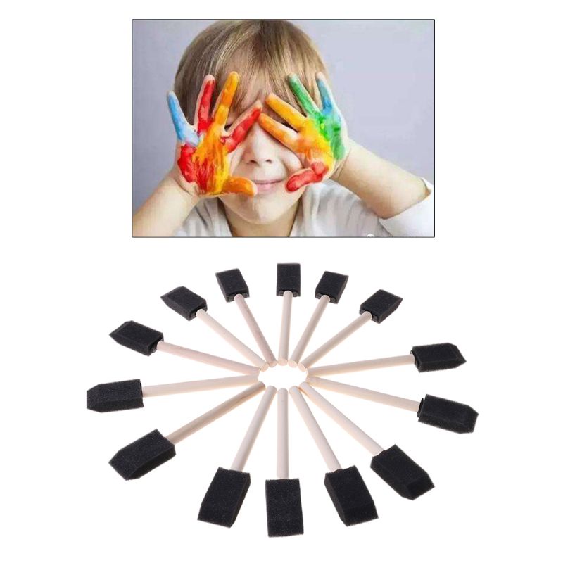 Bộ Cọ Xốp Cán Gỗ 1 Inch Siêu Nhẹ Dùng Sơn Acrylic