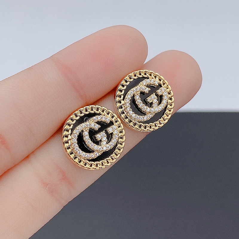 Bông Tai Hình Tròn Họa Tiết Chữ G Phong Cách Hàn Quốc Cổ Điển Thời Trang Cho Nữ