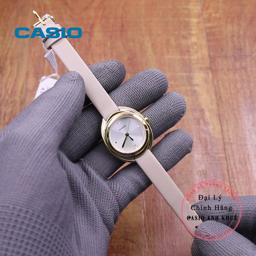 Đồng hồ nữ dây da Casio LTP-E166GL-7CDF chính hãng cỡ mặt 27mm