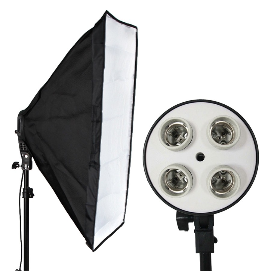 [Mã 159ELSALE hoàn 7% đơn 300K] Combo Đui Đèn 4 Và Softbox (50 x 70 cm) - Hàng Nhập Khẩu